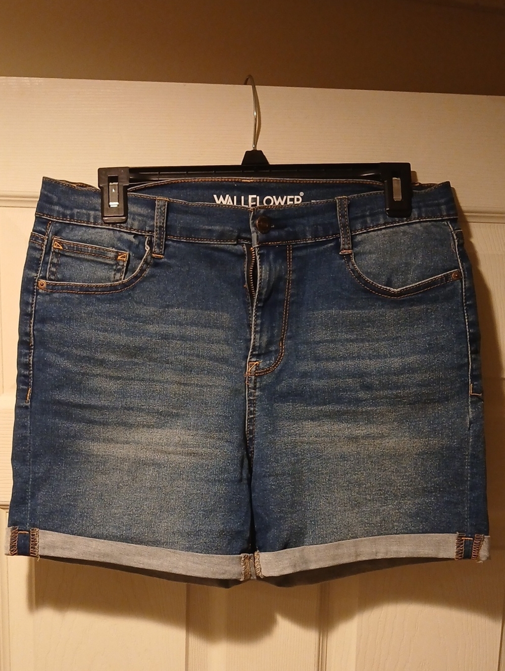 Wallflower High Rise Indigo Rolled Cuff Denim Shorts